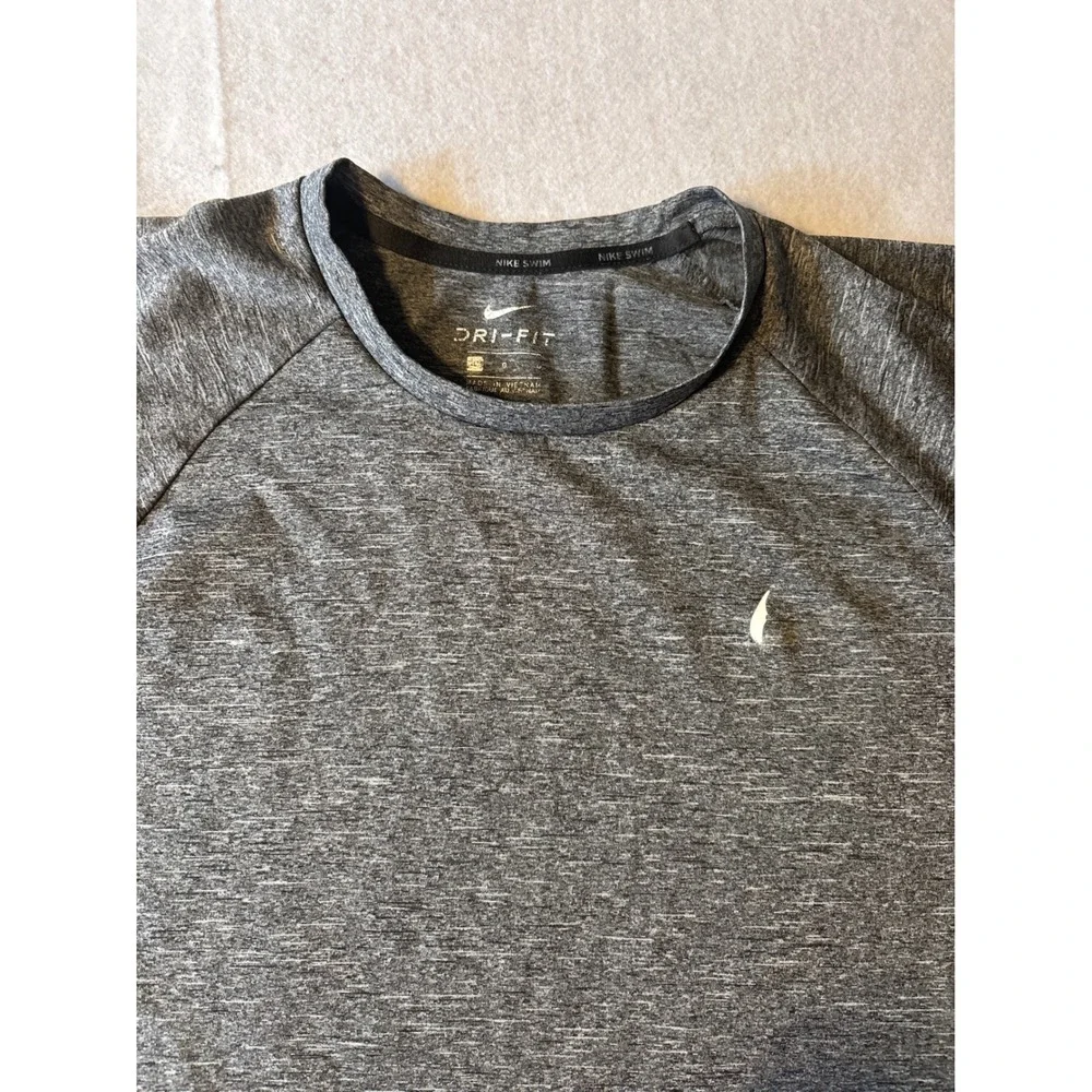 Nike Swim Dri-FIT Rash Guard Mens Large Gray UPF 40+ Good Heathered‎ Shirt